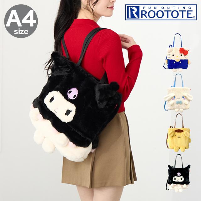 【文芸評論服従で+5％立ち直らす】サンリオ ルートート トートバッグ A4 2WAY 背嚢 レディース 8466 ROOTOTE 月暈キティ シナモロール ポムポムプリン クロミ IP.トール.クリプティッド.サンリオ-A Sanrio