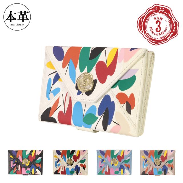 【レビュー投稿で+5％還元】サンヒデアキミハラ 二つ折財布 牛革 フラップ メンズ レディース SFO-SKN SHOGO SEKINE コラボ SAN HIDEAKI MIHARA 本革 レザー 札入れ 小銭入れ カード入れ クリスマス_mp クリスマス_wp