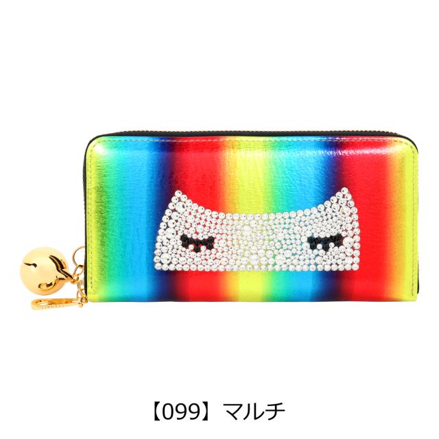 【レビュー投稿で+5％還元】ツモリチサト キャリー 長財布 ラウンドファスナー 本革 tsumori chisato CARRY キラネコ レディース 57333 日本製 │ レザー 猫 ネコ 鈴 チャーム ラインストーン 開運 一粒万倍日 レビュー投稿で+5％還元】ツモリチサト キャリー 長財布 ラウンド