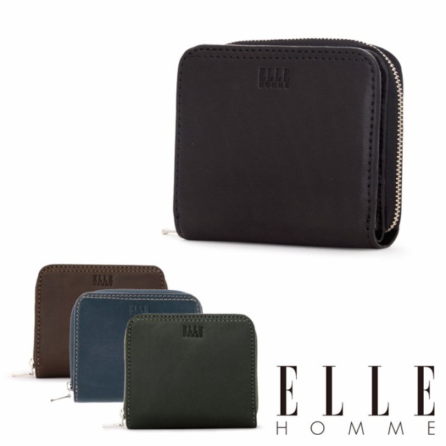 【レビュー投稿で+5％還元】エルオム 二つ折り財布 羊革 レザー メンズ XP34495(XP34483) ELLE HOMME Sheepskin  ラウンドファスナー ビジ｜au PAY マーケット