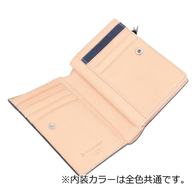 【レビュー投稿で+5％還元】バギーポート ハーフウォレット 本革 藍染型押しストレート ZYS296 BAGGY PORT ミニ財布 折り畳み財布 レザー 牛革 イタリアンレザー 型押し 開運 一粒万倍日_4