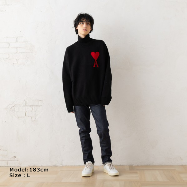 アミパリ AmiParis 黒 S ニット ami ハート刺繍 セーター 黒 Ami Paris