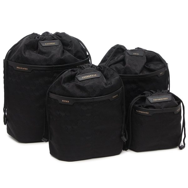 アニヤハインドマーチ ポーチ ドローストリング 巾着 4個セット ブラック メンズ レディース ユニセックス ANYA HINDMARCH 5050925187732
