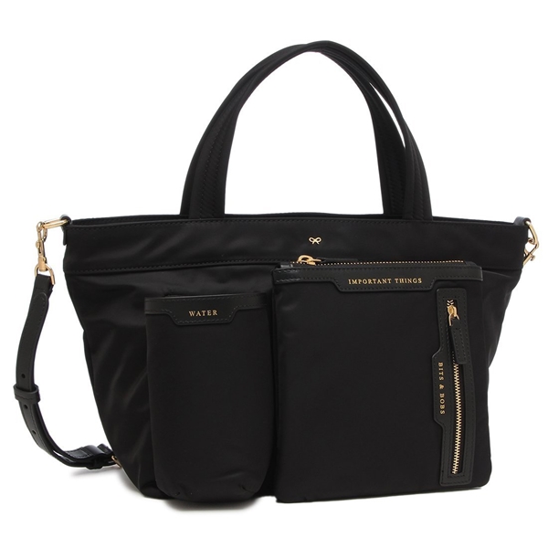 アニヤハインドマーチ トートバッグ ショルダーバッグ ミニマルチポケット ブラック レディース ANYA HINDMARCH 5050925193474