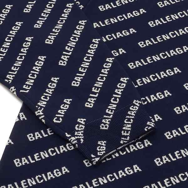 バレンシアガ ニット セーター ネイビー ホワイト メンズ BALENCIAGA 736247 t3233 8502