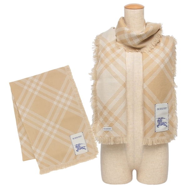 バーバリー スカーフ ワイドチェック ブラウン ベージュ レディース BURBERRY 8112462 B9719