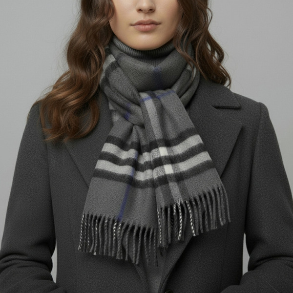 バーバリー マフラー フリンジ バーバリーチェック グレー メンズ レディース ユニセックス BURBERRY 8112642 C3384