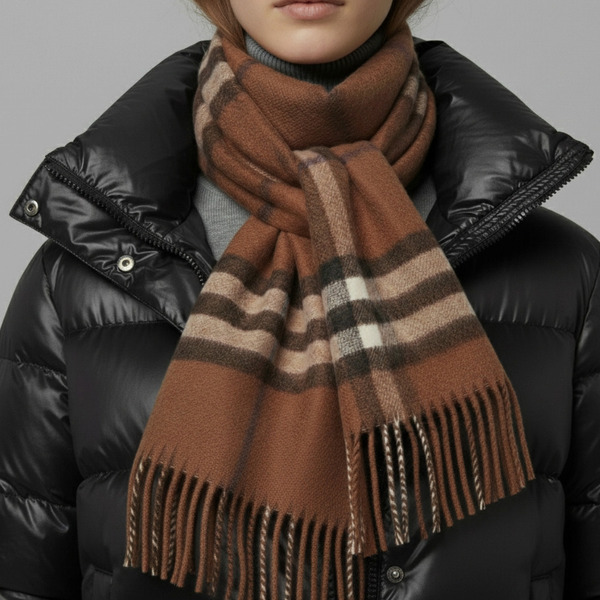 バーバリー マフラー フリンジ バーバリーチェック ブラウン オレンジ メンズ レディース ユニセックス BURBERRY 8112643 B8761