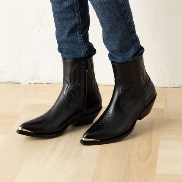 セリーヌ ブーツ レオン ジップドブーツ メタルトゥ ブラック メンズ CELINE 359354505C 38NO