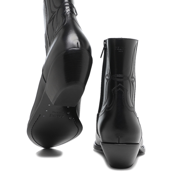 セリーヌ ブーツ レオン ジップドブーツ メタルトゥ ブラック メンズ