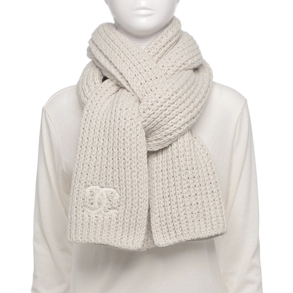 シャネル マフラー ストール カシミヤ クルーズコレクション CCマーク ココマーク グレー レディース CHANEL AAB707 B22305 8 U6324
