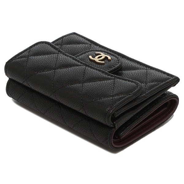 シャネル チョコバーミニ 三つ折り財布 ブラック レディース ブランド