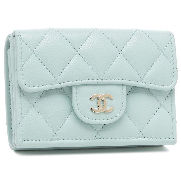 シャネル 三つ折り財布 マトラッセ ミニ財布 CCマーク ココマーク ブルー レディース CHANEL AP0230 B10583 U3647