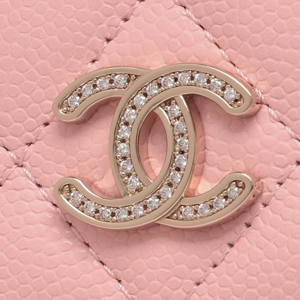 シャネル 三つ折り財布 マトラッセ ココマーク CCマーク スター ピンク  