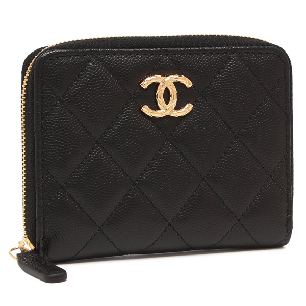 シャネル 二つ折り財布 小銭入れ ケース マトラッセ キルティング ミニ財布 CCマーク ブラック CHANEL AP5016 B22653 94305