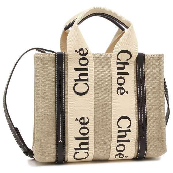 クロエ トートバッグ ショルダーバッグ ウッディ スモール 2WAY ミニバッグ ベージュ ブラック レディース CHLOE CHC22AS397I26 91J