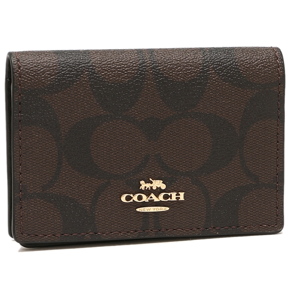 コーチ アウトレット 名刺入れ シグネチャー ブラウン ブラック レディース COACH 91681 IMAA8