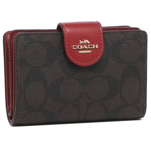 コーチ 財布 二つ折り財布 シグネチャー ブラウン レッド レディース アウトレット COACH C0082 IMRVQ【返品OK】|au PAY マーケット