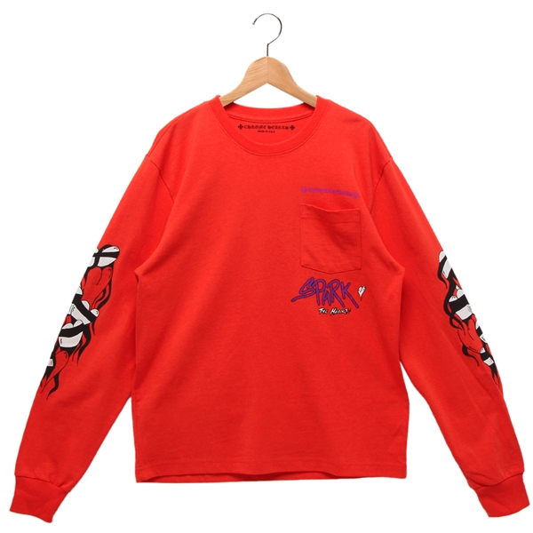 【関税・送料込】CHROME HEARTS 長袖 Tシャツ クロムハーツ Tシャツ カットソー ロンT レッド メンズ CHROME