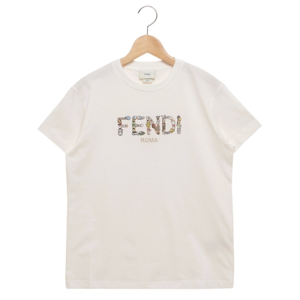 フェンディ Tシャツ カットソー ガールズ レディース ホワイト キッズ FENDI JMI487 7AJ F0TU9