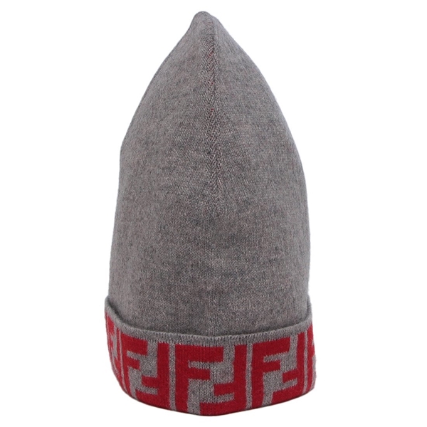 フェンディ ニットキャップ ニット帽 ズッカ柄 帽子 FFモチーフ ウール 黒