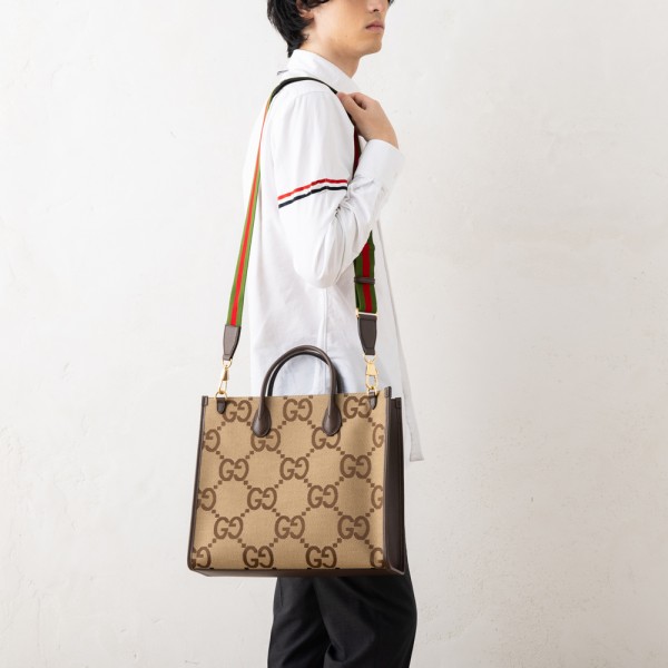 グッチ トートバッグ ジャンボGG キャンバス ブラウン メンズ GUCCI 678839 UKMDG 2570 A4対応