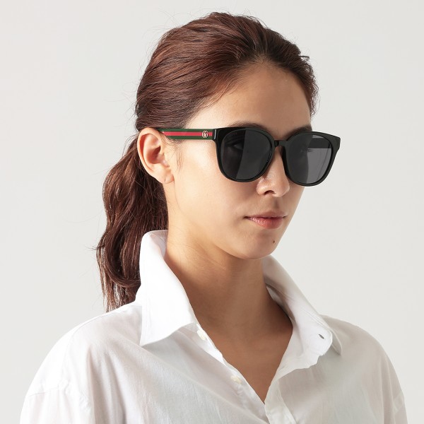 グッチ サングラス アイウェア レディース 56サイズ グレー ブラック アジアンフィット GUCCI GG0855SK 001