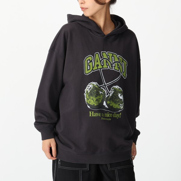 ガニー パーカー フーディー チェリー さくらんぼ ブラック レディース GANNI T4285 252