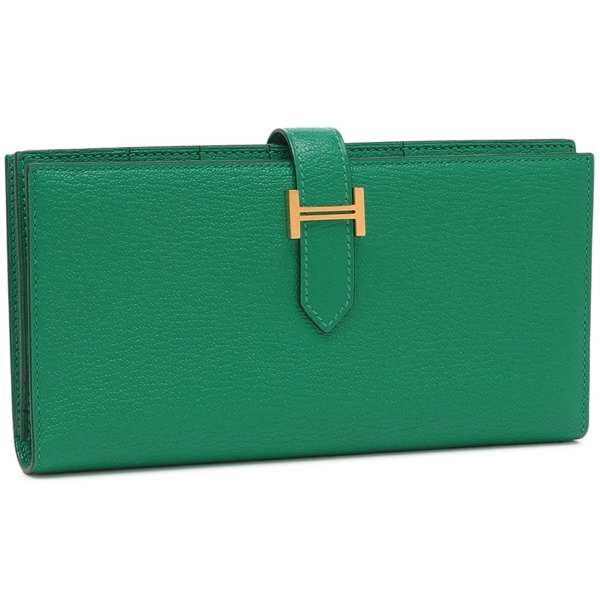 エルメス 長財布 ベアンスフレ ミント U刻印 グリーン レディース HERMES H039078 CC 6W