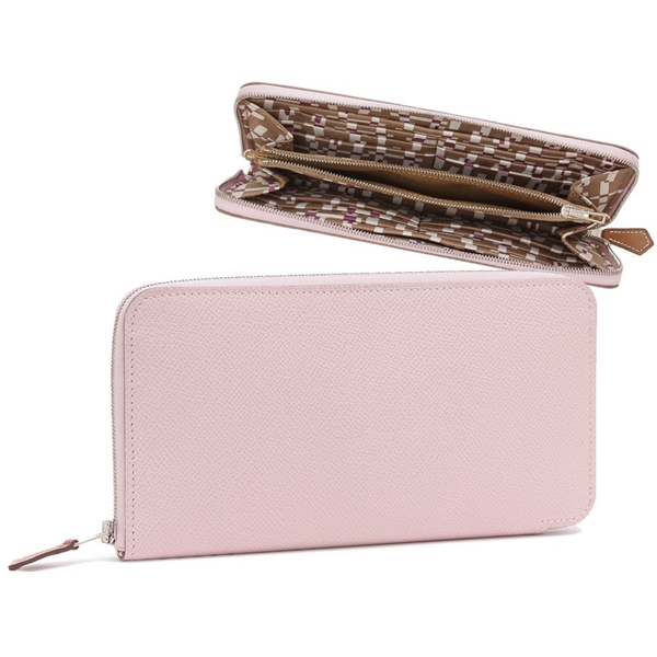 エルメス 長財布 シルクインロング モーヴペール U刻印 ピンク レディース HERMES H084386 CK AH