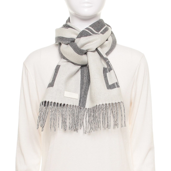 エルメス マフラー レサングル プティットカスク カシミア 160×30 アイボリー グレー ホワイト レディース HERMES H259151S ストール