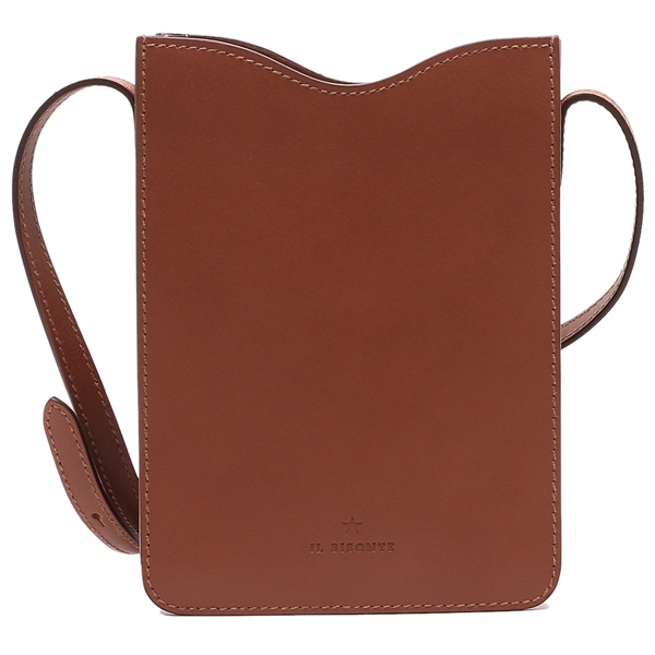 IL BISONTE サコッシュ 斜め掛け レザー ロゴ型押し ブラウン