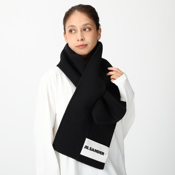 【美品】ジルサンダー　マフラー　ブラック　JIL SANDER ジルサンダー マフラー ジルサンダープラス ブラック メンズ JIL