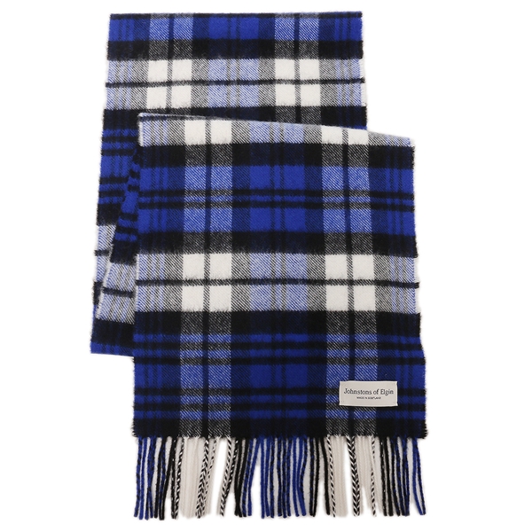 ジョンストンズ マフラー ホワイト ブルー メンズ レディース ユニセックス JOHNSTONS WA000016 KU0123 小判の通販は