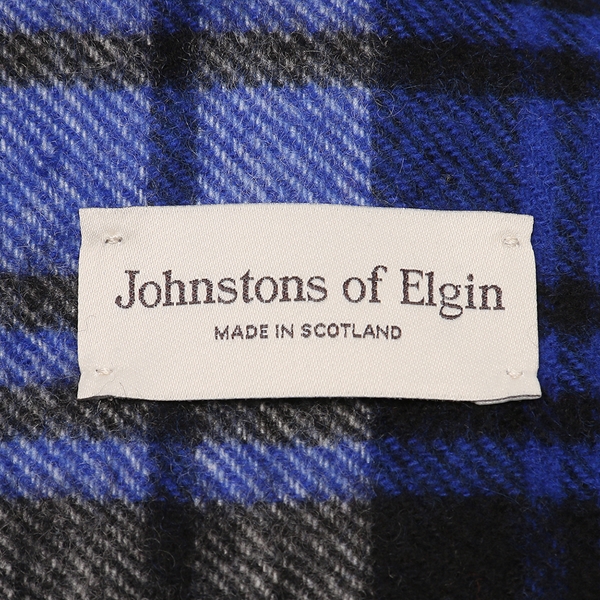 ジョンストンズ マフラー ホワイト ブルー メンズ レディース ユニセックス JOHNSTONS WA000016 KU0123 小判の通販は