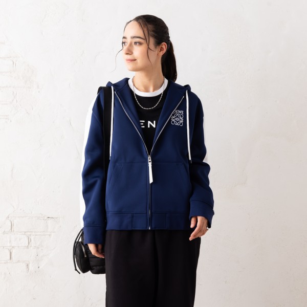 ロエベ パーカー フーディー フーデッド トラックスーツ ジャケット フーディ アナグラム ネイビー レディース LOEWE S359Y25X35 5510