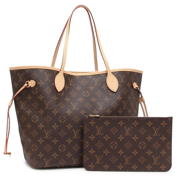 ルイヴィトン トートバッグ ネヴァーフル MM ポーチ付き ブラウン ベージュ レディース LOUIS VUITTON M46975 A4対応