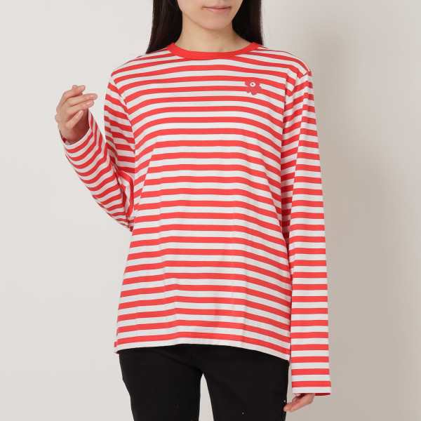 マリメッコ Tシャツ・カットソー ロングTシャツ ストライプ レッド レディース MARIMEKKO 092096 865 TASARAITA LONGSLEEVE RED WHITE