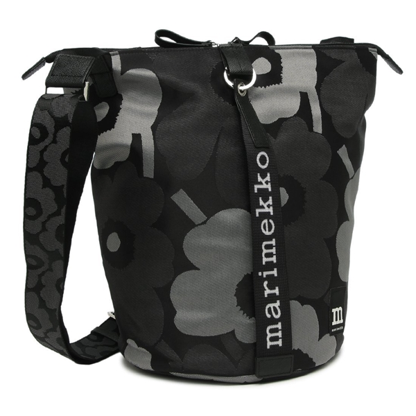 マリメッコ ショルダーバッグ ウニッコ 花柄 グレー ブラック レディース MARIMEKKO 094636 990 A4対応