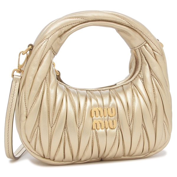 ミュウミュウ ハンドバッグ ショルダーバッグ マテラッセ ワンダー ホーボーミニ ゴールド レディース MIU MIU 5BP078 AN88 F0846