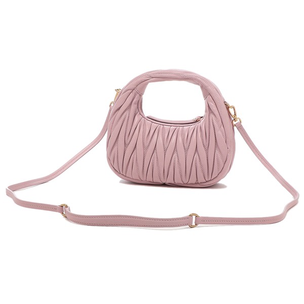 ≪Miu Miu≫ワンダー マトラッセ ナッパレザー バッグ Pink Alabaster Pink Wander Matelassé Nappa Leather Hobo Mini-bag
