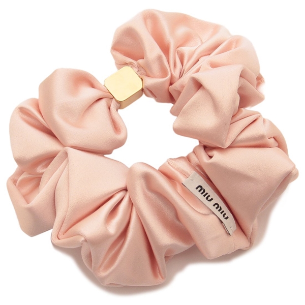 ミュウミュウ ヘアアクセサリー サテン シュシュ ピンク