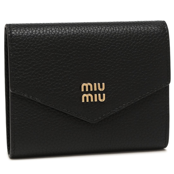MIU MIU ブラック 二つ折り財布　レザー MIU MIU 二つ折り財布 ブラック レザー