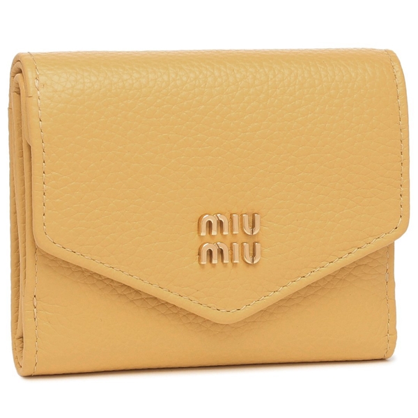 ミュウミュウ 三つ折り財布 ヴィッテロダイノレザー ミニ財布 イエロー レディース MIU MIU 5MH043 ADT7 F0F06