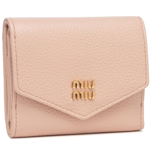 ミュウミュウ 三つ折り財布 ヴィッテロダイノレザー ミニ財布 ピンク レディース MIU MIU 5MH043 ADT7 F0LOZ