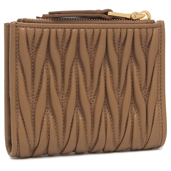 ミュウミュウ 二つ折り財布 マテラッセ ブラウン ゴールド レディース