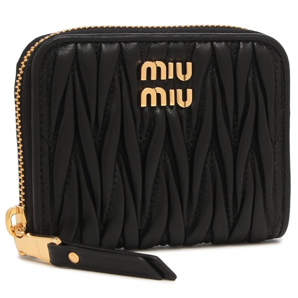 ミュウミュウ 小銭入れ ケース マテラッセ ブラック ゴールド レディース MIU MIU 5MM268 AFPP F0002