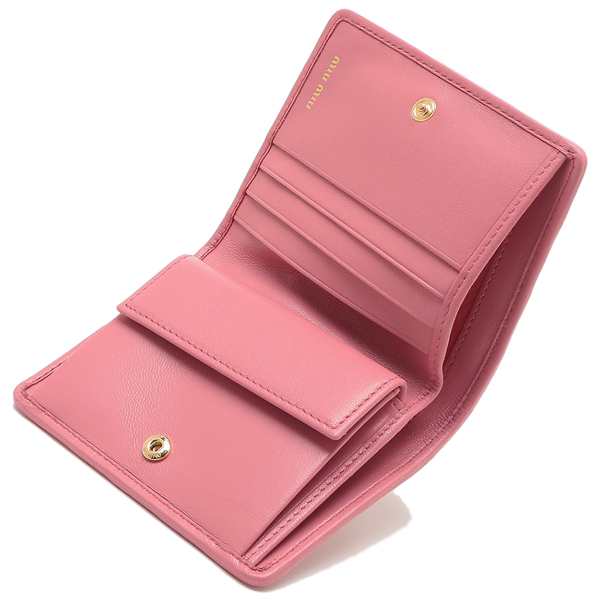 miu あったかい miu ピンク レザー 二つ折り財布