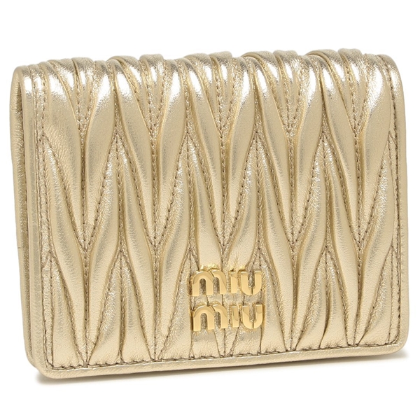 ミュウミュウ 二つ折り財布 マテラッセ ゴールド MIU MIU 5MV204 AFPP F0846