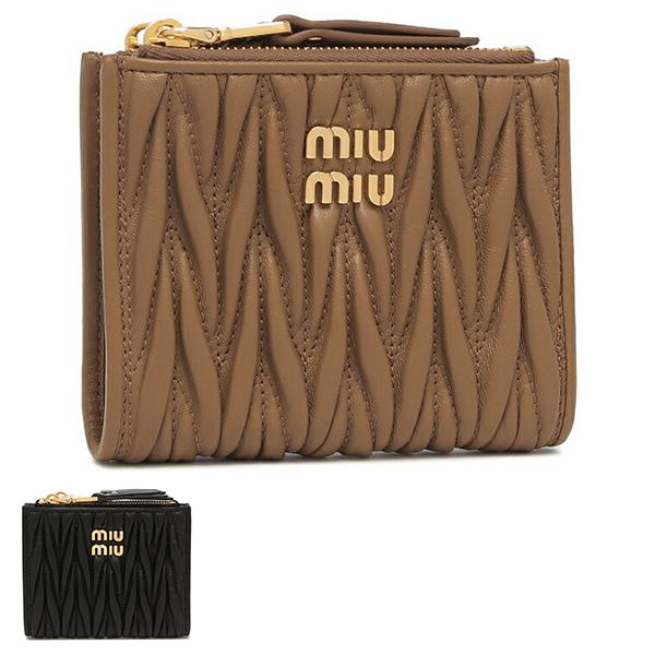 ミュウミュウ 二つ折り財布 マテラッセ ゴールド レディース MIU MIU 5ML024 AFPP MATELASSE
